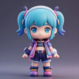 portrait of a anime and chibi very cute doll by super ss, cyberpunk fashion, nendoroid, kawaii, cyberpunk fashion, character modeling, maximalist sculpted design, toy design, substance 3 d painter, vray, soft vinyl, trending in artstation