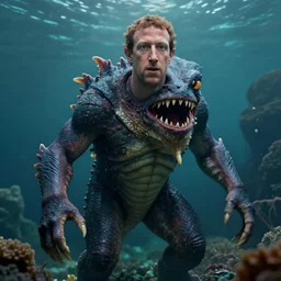 mark zuckerberg as a scary sea creature, photorealistic, cinematic lighting, highly detailed, by guillermo del toro
