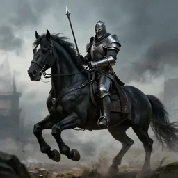 a death knight astride a black horse.
