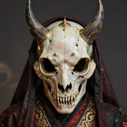a portrait of a japanese devil skull animal illustrated by miyazaki by karol bak, james jean, tom bagshaw, rococo, sharp focus, trending on artstation, cinematic lighting, hyper realism, octane render, 8 k, hyper detailed, vivid, ultra detailed, highly detailed