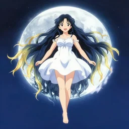 rosalia. anime style, cute, full body, heavenly, stunning, filters applied, lunar time, trending art, sharp focus, centered, landscape shot, happy, fleeting dream, simple background, studio ghibly makoto shinkai yuji yamaguchi, by wlop