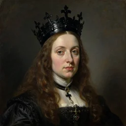 (((((The portrait of Lady in black wax crown))))) by Rembrandt !!!!!!, ((dark fantasy, witcher)), very detailed oil painting in the alla prima style, masterpiece, 8k