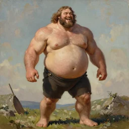 a colour painting of William Wallace with the following description, He was a tall man with the body of a giant, cheerful in appearance with agreeable features, broad-shouldered and big-boned, with belly in proportion and lengthy flanks, pleasing in appearance but with a wild look, broad in the hips, with strong arms and legs, a most spirited fighting-man, with all his limbs very strong and firm. 35mm 4k sharp focus