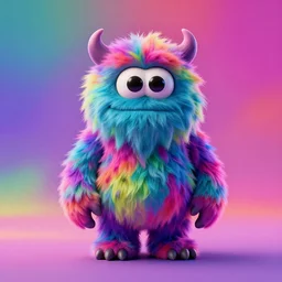 3 d model of a cute sinister vibrant colored monster with long fur and souless eyes by alexander jansson : 1 | centered, psychedelic, colorful, matte background : 0. 9 | by jim henson : 0. 7 | dave melvin : 0. 4 | unreal engine, deviantart, artstation, octane, finalrender, concept art, hd, 8 k resolution : 0. 8