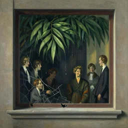 a broken window in the night. elongated leaves of joyful tear. come and go, would you bow. enjolras delphin, giorgio de chirico, felix vallotton, harald sohlberg, paul ranson