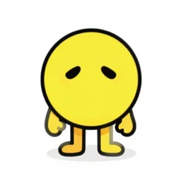 sad, non - human, cartoon character, minimalistic, white background, colorful