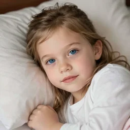 Millie 6 years old going to bed, pretty face, blue eyes, trending on artstation