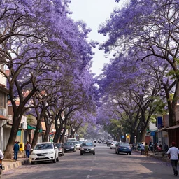 jacaranda trees in kathmandu city streets