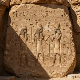 ancient hieroglyph engraved into limestone, nabataen culture