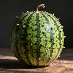 a spiky watermelon, metal piercings