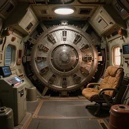 cozy spaceship engine room. interior set design photograph by denis villeneuve 2 0 4 9