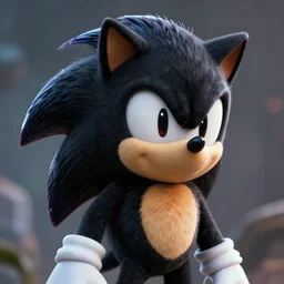 sonic with black fur, fantasy, sharp focus, digital art, hyper realistic, 4 k, unreal engine, highly detailed, hd, dramatic lighting by brom, trending on artstation