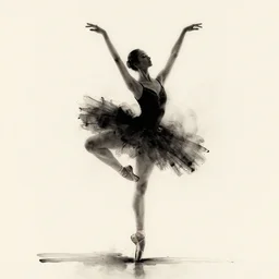 ink art ballerina by xu wei