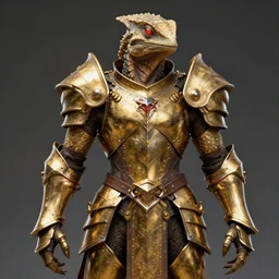 humanoid reptile wearing fantasy golden armor,ultra detailed, by Tomasz Alen Kopera and Peter Mohrbacher