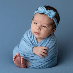 beautiful photography of newborn, blue colors, hyper realistic, 8 0 mm, studio lighting