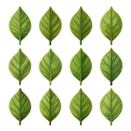 tree leaves asset pack, stylized, hand drawn texture, digital art, white background, white background