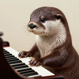 a highly detailed beautiful portrait of a otter playing piano, by chuck close