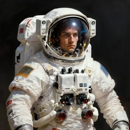 concept art, digital art, manga drawing, astronaut, sci fi, illustration, in the style of darren bartley, mike mignola