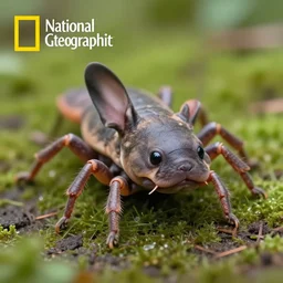 Realistic photo of six-legged tardigrade frenchie hybrid, macro photography, hyper cute, microorganism, tilt shift, National Geographic, award winning, 4k definition,