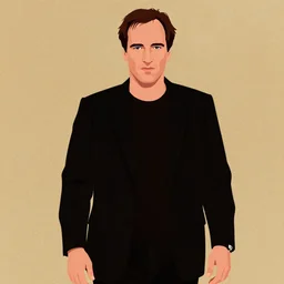 cell shaded quentin tarantino llustration, art by laurie greasley