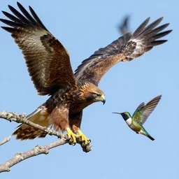 an eagle and hummingbird