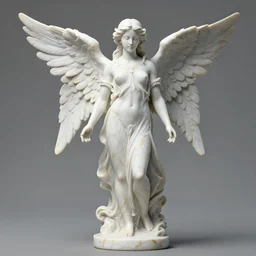 a full body statue made of white marble with gold veins, of an beautiful gorgeous angel girl, perfect symmetrical body, perfect symmetrical face, no eyes, hyper realistic, hyper detailed, fujicolor superia 1 6 0 0 photo, by peter kemp, by monia merlo, by michelangelo octane render, blender, 8 k