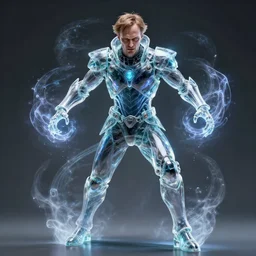 a portrait of a evil vitalik buterin in glass armor releasing spell, full height, moving forward, concept art, trending on artstation, highly detailed, intricate, sharp focus, digital art, 8 k