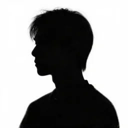 black and white silhouette drawing of a person, white background