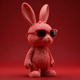 rabbit groot as marble statue, red sunglasses, in red background, soft red texture, red realistic 3 d render, high red lights, 4 k, high detailed photography red, 5 0 mm lens, rich red colors, smooth gradients, depth of field, cinematic, hyper realism, high detail, octane render