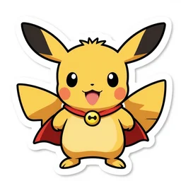 cute miss mascot pichu pichu pichu super hero sticker art, cronobreaker, beeple game icon