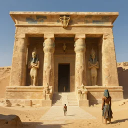 a fantasy concept artwork depicting magnificent egyptian temple in the desert by anders zorn, craig mullins and greg rutkowski, beautiful cinematic light