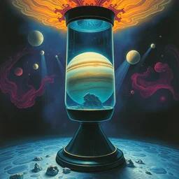 a lava lamp with jupiter and her moons inside. donato giancola and greg rutkowski and wayne barlow. 1 9 9 8 cover. top all time r / imaginarycyberpunk.