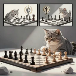 cat playing chess comics