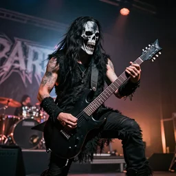 caveman playing on stage at a metal concert