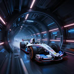 F-zero ships competition hight tech tunnel highlights 8k resolution unreal engine hiperrealistic neon glow darkness dramatic hdr