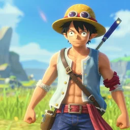 a screencap of the legend of zelda breath of the wild, of luffy in breath of the wild