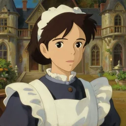 portrait of a beautiful maid in a beautiful mansion painting by craig mullins and leyendecker, studio ghibli fantasy close - up shot asymmetrical intricate elegant matte painting illustration hearthstone, by ilya kuvshinov by greg tocchini by james gilleard