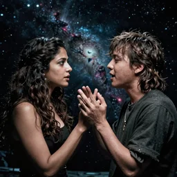 film still of jungkook talking passionately with priyanka chopra in cosmic horror! the musical by david cronenberg, horror sci fi, 3 5 mm film, atmospheric, ultra fine detail, film grain, photorealistic, hyperrealistic dramatic lighting