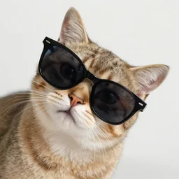 a cat with sun glasses, award winning, tilted frame, dutch angle, skewed shot
