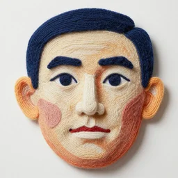 a large, complex needle felting of on oncoming head face