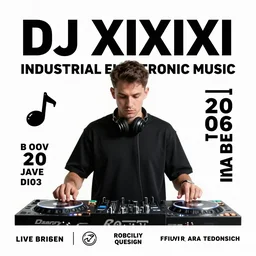 dj xixixi, industrial electronic music dj flyer poster for live stream
