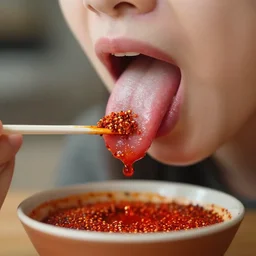 when you eat something spicy, and a little bit of time passes and there is still some spice on your tongue.