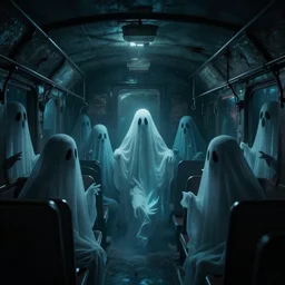 inside the ghost train, ghosts and creatures in darkness, hd,