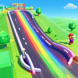rainbow road mario kart track, by mc escher