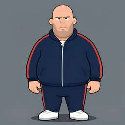overweight jason statham in a track suit, judgmental, cartoon style