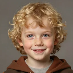 close - up portrait a curly blonde hair hufflepuff!! boy age 1 1 years old with grey - blue eyes, cute, smiling!! fantasy, portrait, highly detailed, digital painting, artstation, concept art, sharp focus, illustration, studio photo, studio lighting, art by artgerm and greg rutkowski and magali villeneuve