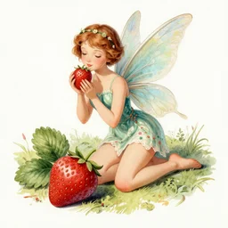 vintage illustration of a strawberry fairy
