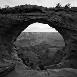 an epic beautiful monochromatic canyon landscape by yang yongliang, a huge black stone arch by james jean