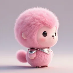 high quality 3 d render hyperrealistic very cute small pink little spherical creature, plush mascot, short spiky dense fluffy smooth hair, photo from the side, pink fluffy fur, 1 5 0 mm, beautiful natural soft light, rim light, smooth background, artstation, ultra detailed, elegant, ultra detailed, metallic armor, octane render