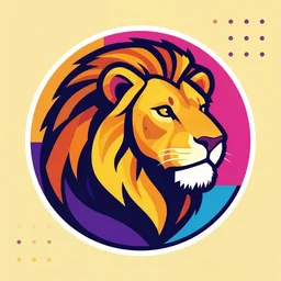 profile picture of a lion in the memphis group style, bold, colorful, shapes, 1 9 8 0 s, kitsch